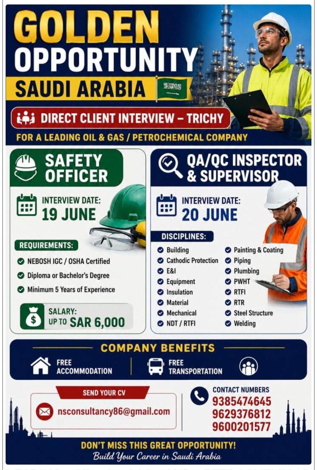 LEADING OIL & GAS AND PETROCHEMICAL COMPANY REQUIREMENT FOR SAUDI ARABIA