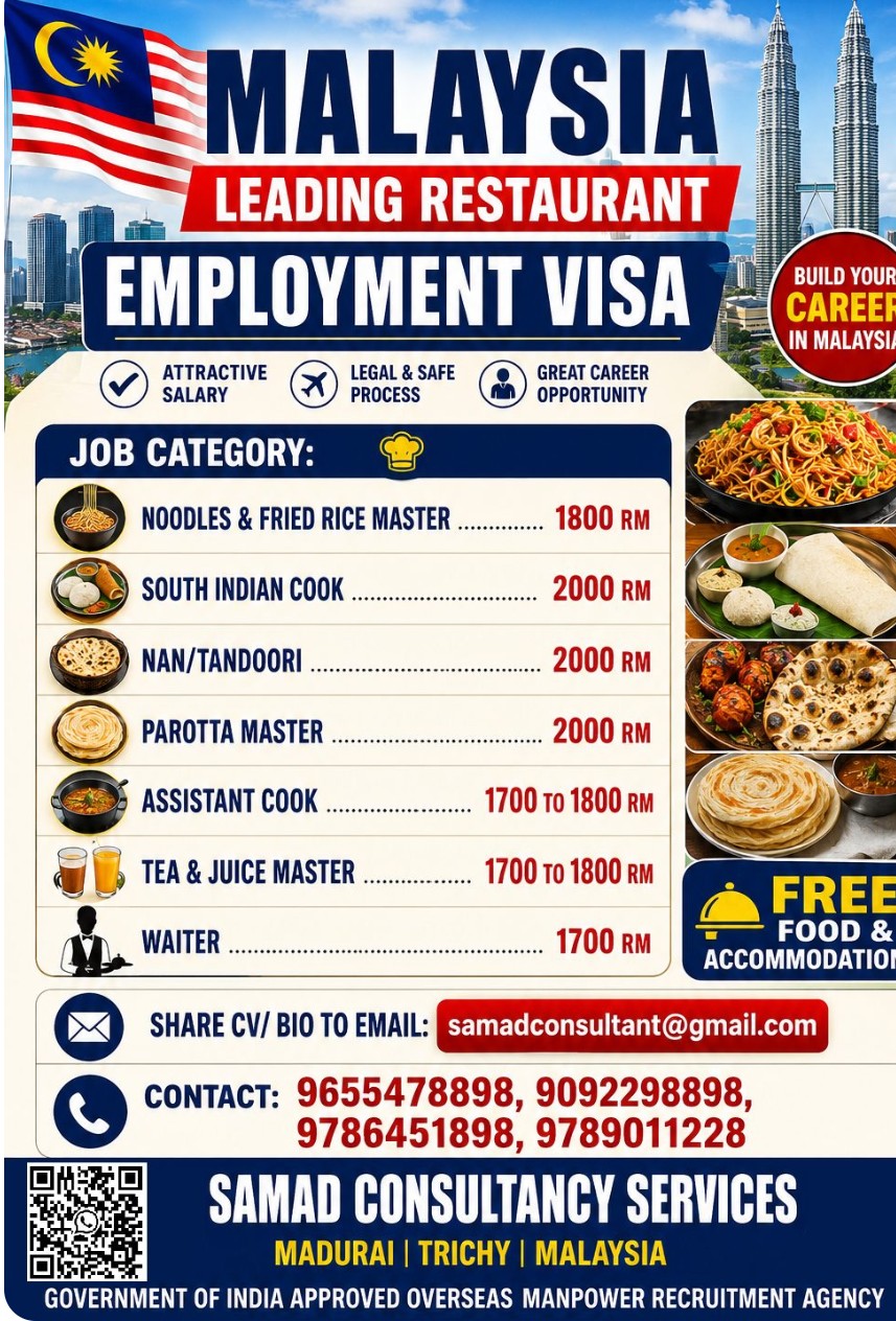 LEADING RESTAURANT IS HIRING FOR MALAYSIA