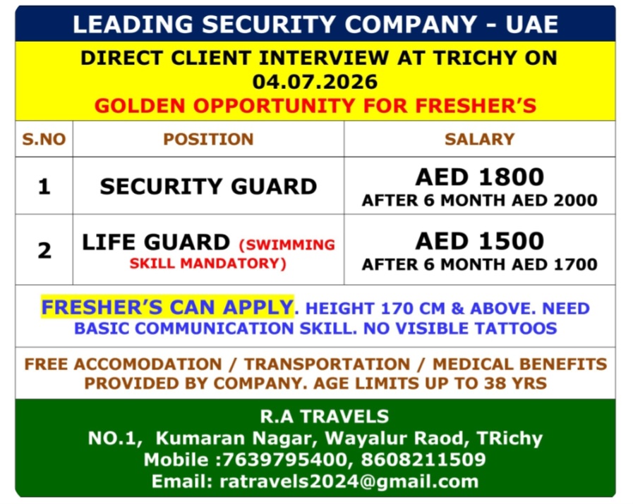 LEADING SECURITY COMPANY IS HIRING FOR UAE