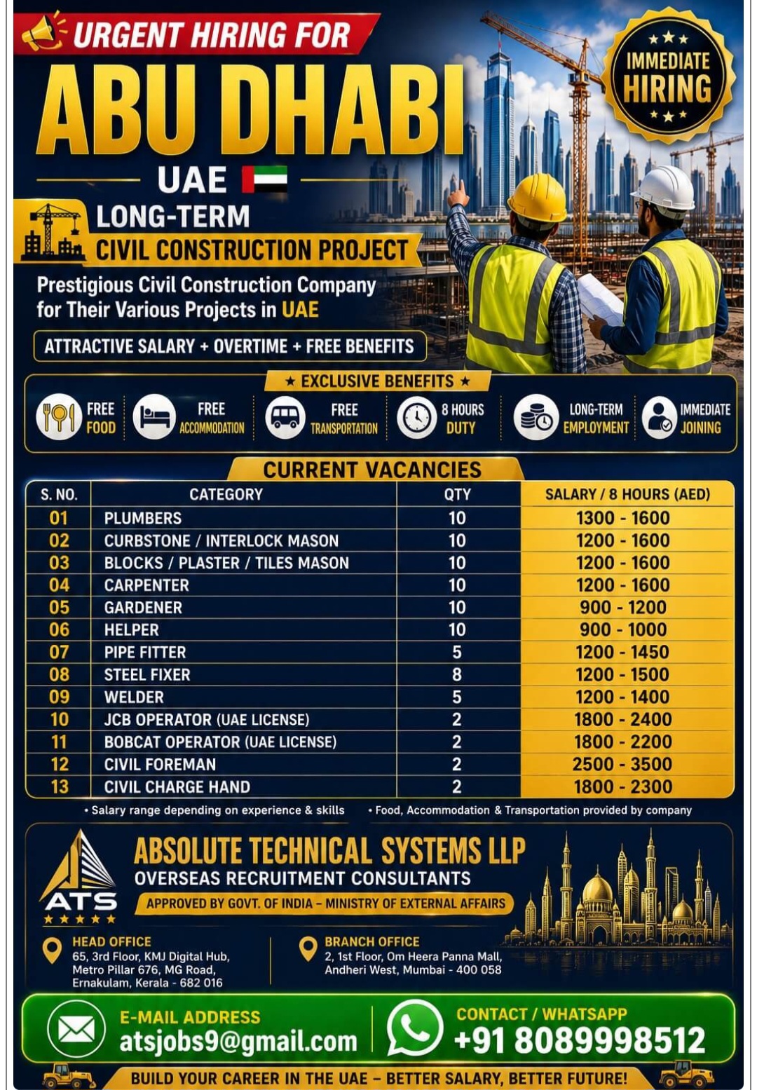 LONG TERM CIVIL CONSTRUCTION PROJECT RECRUITMENT
