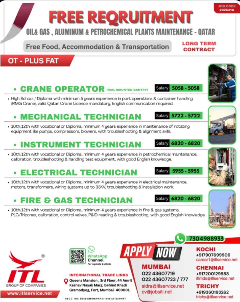 LONG TERM CONTRACT RECRUITMENT FOR QATAR