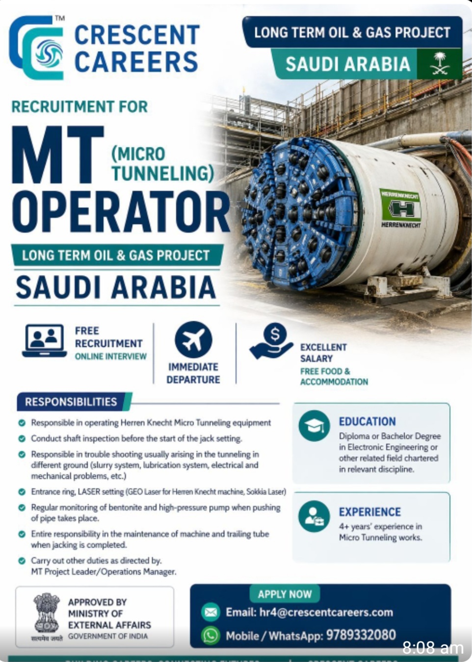 LONG TERM OIL AND GAS PROJECT RECRUITMENT