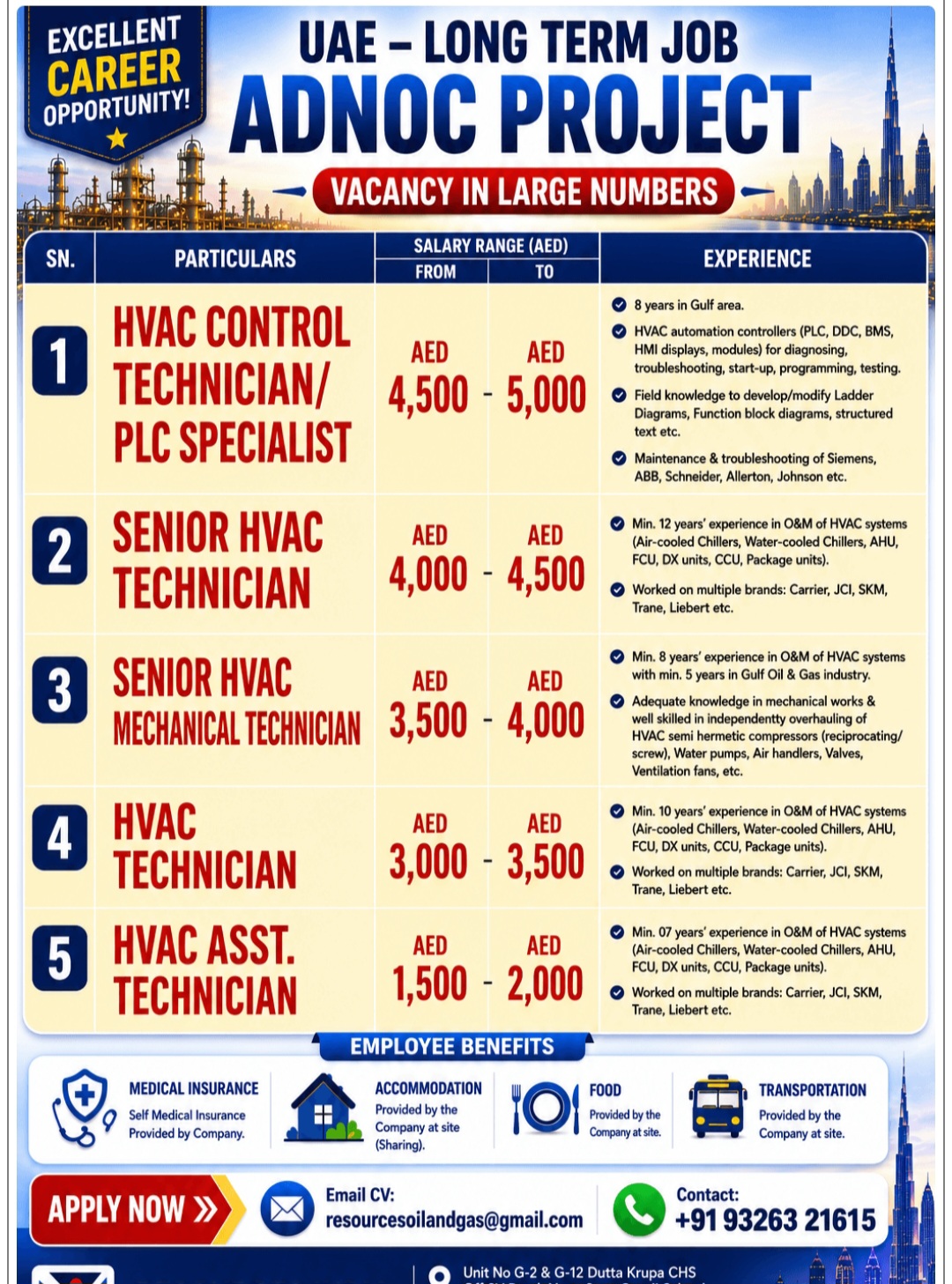 LONG TERM PROJECT RECRUITMENT FOR UAE