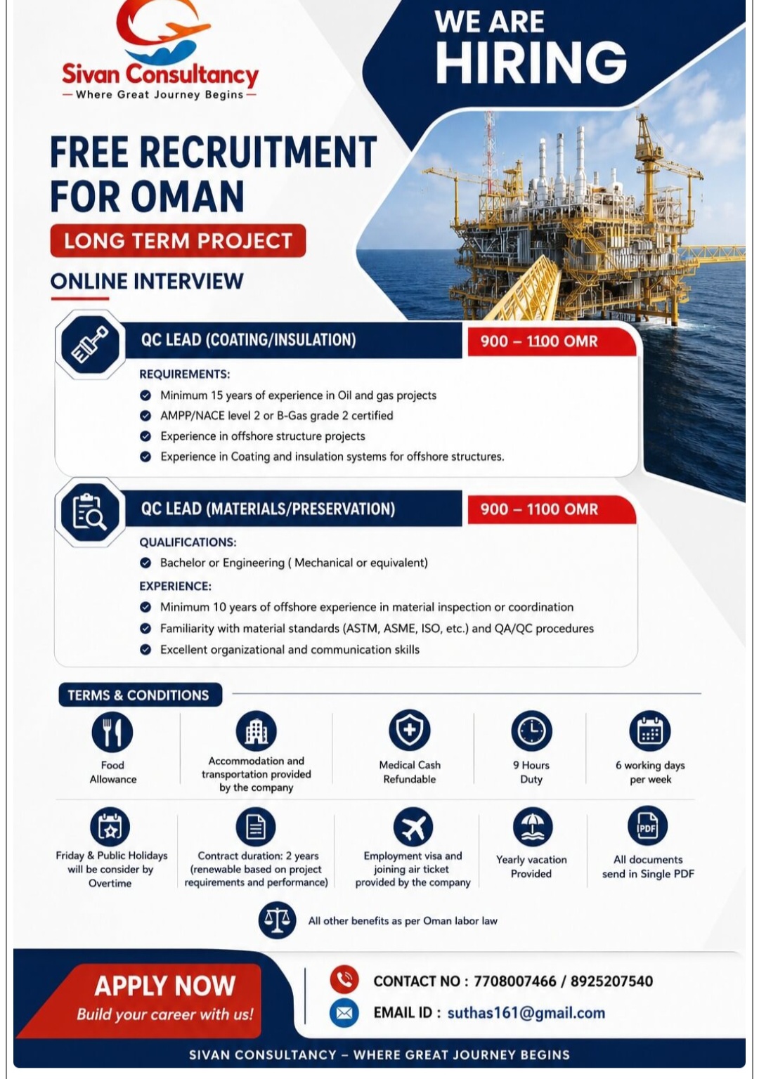 LONG TERM PROJECT RECRUITMENT FOR OMAN