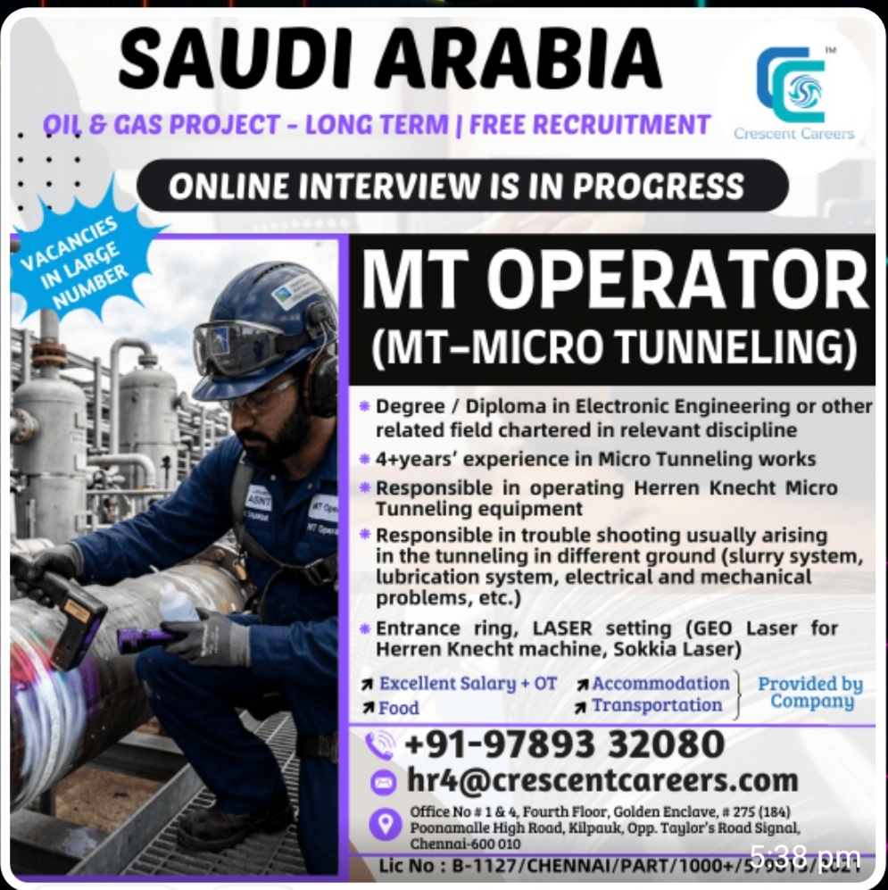 LONG TERM RECRUITMENT FOR OIL AND GAS PROJECT