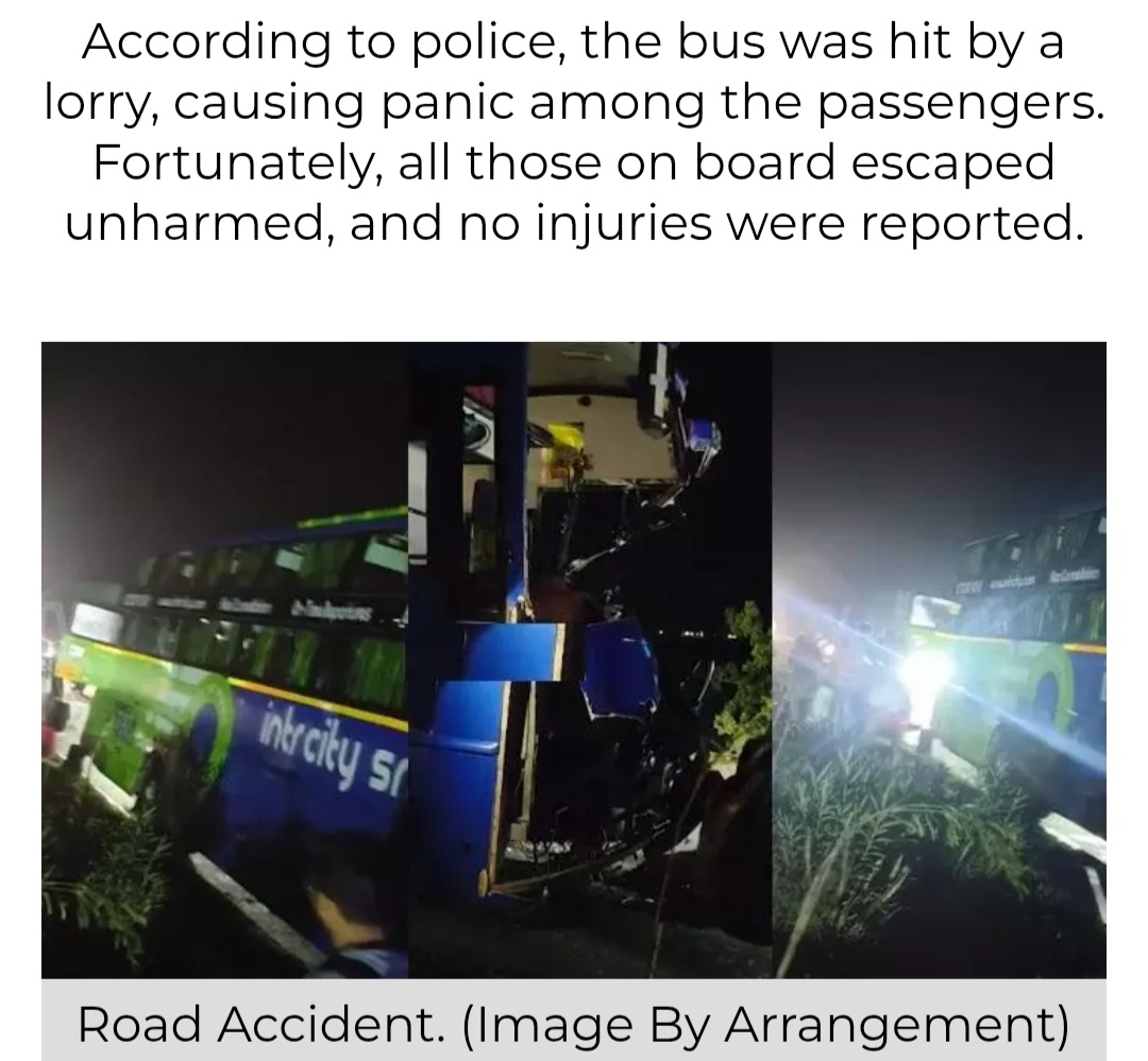 Lorry Hits Hyderabad-Bengaluru Private Bus Near Gadwal