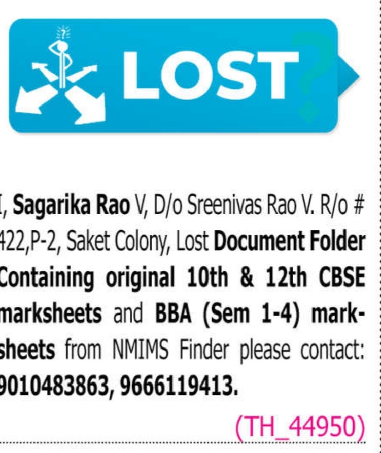 LOST OF DOCUMENTS