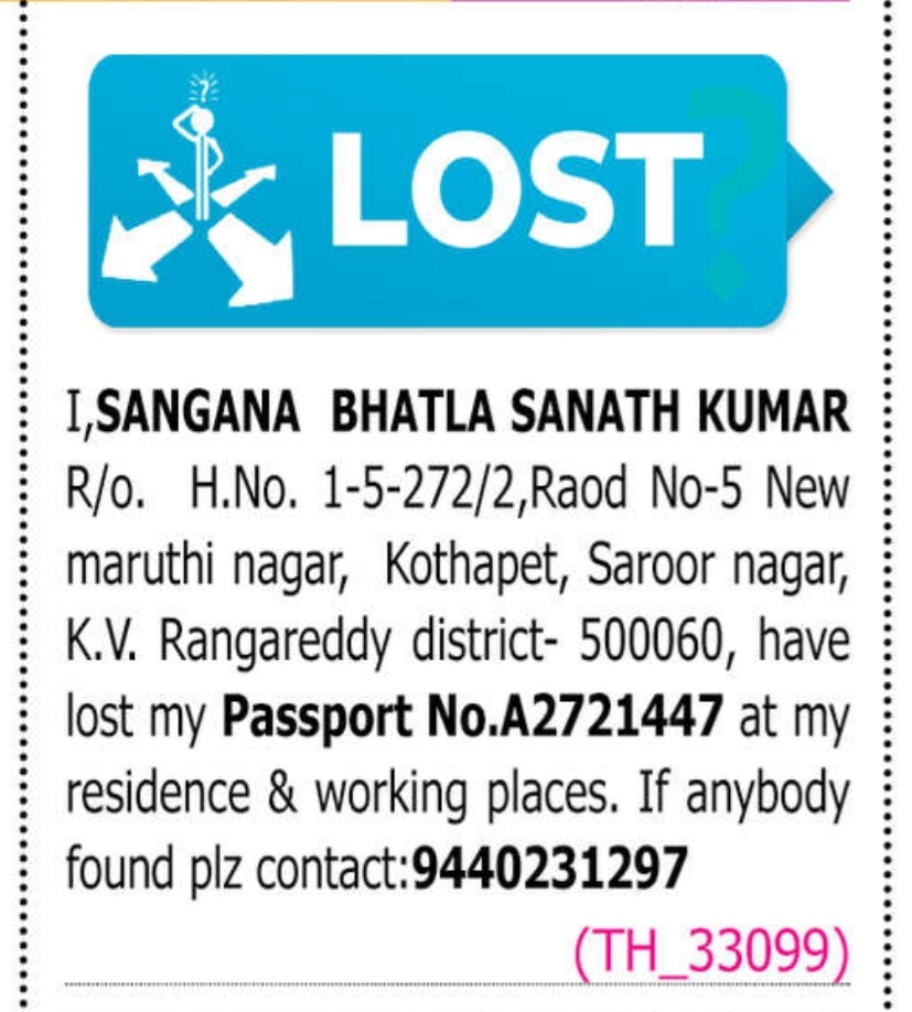 LOST OF PASSPORT