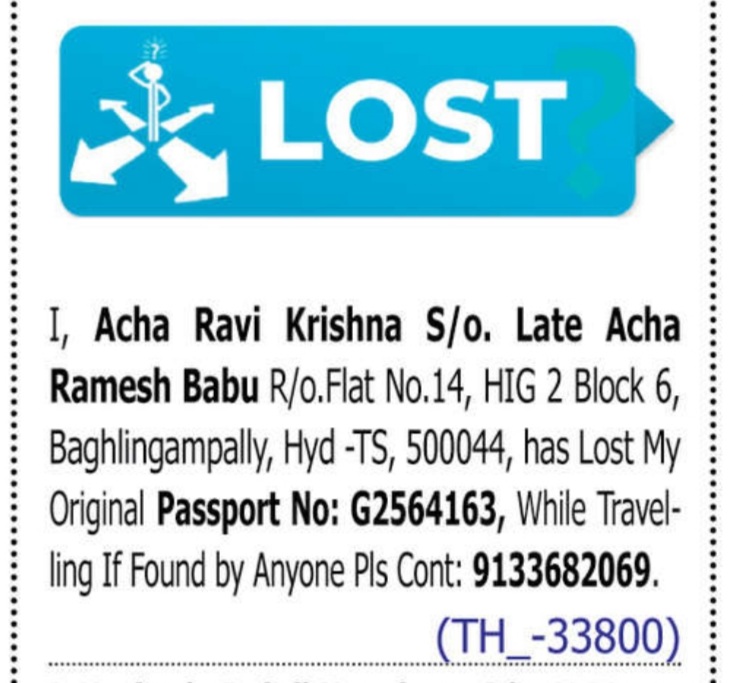 LOST OF PASSPORT