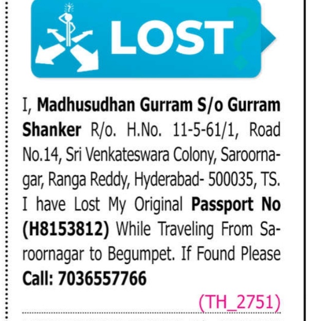 LOST OF PASSPORT