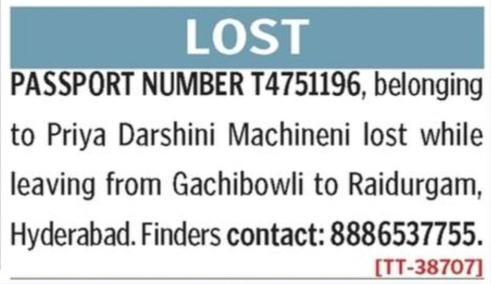 LOST OF PASSPORT
