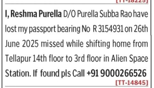 Lost of passport