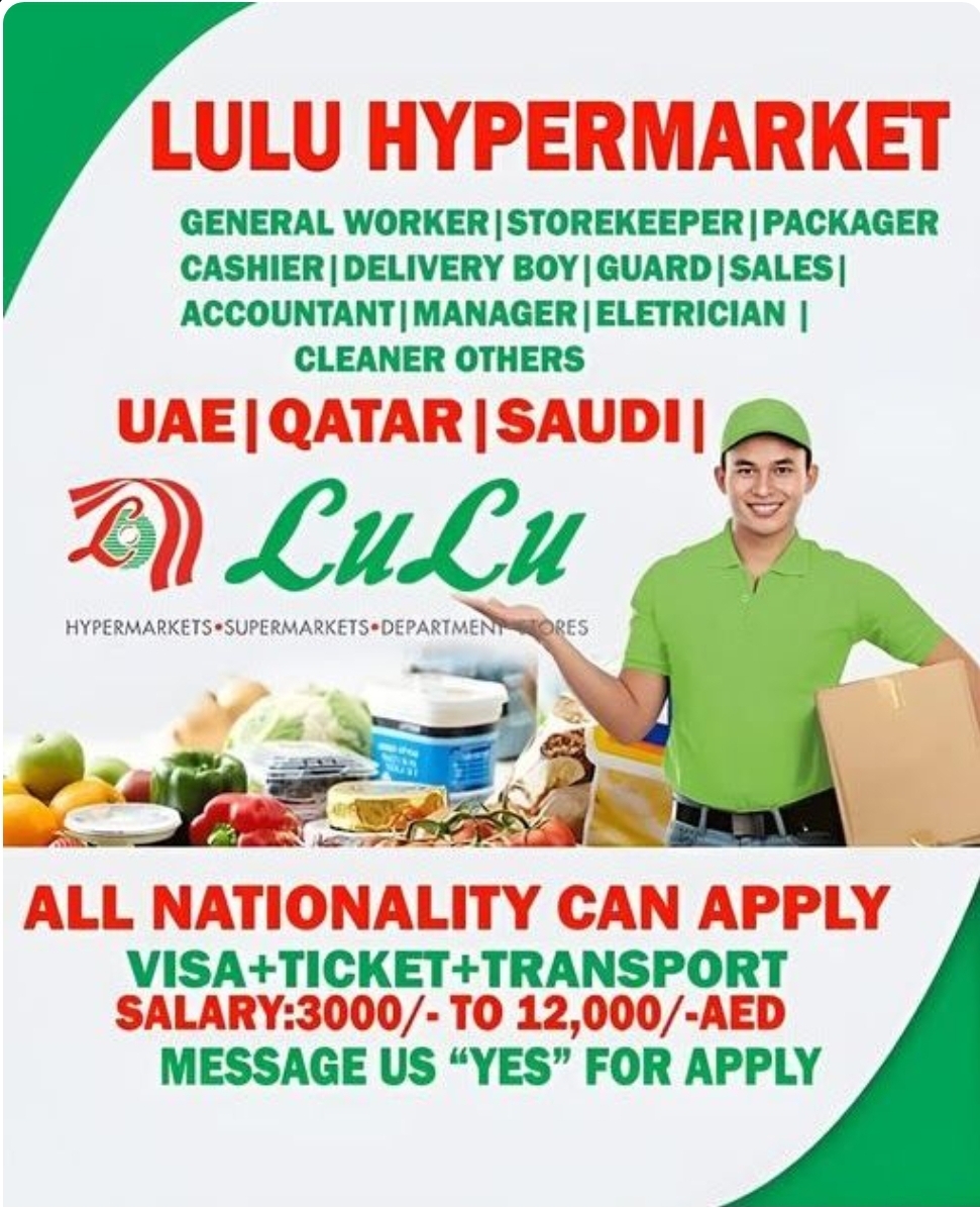 Lulu Hypermarket Requirement 2026 : Sales, cook, technician,  drivers,  cashier...