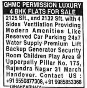 Luxury 4 BHK Flats for sale