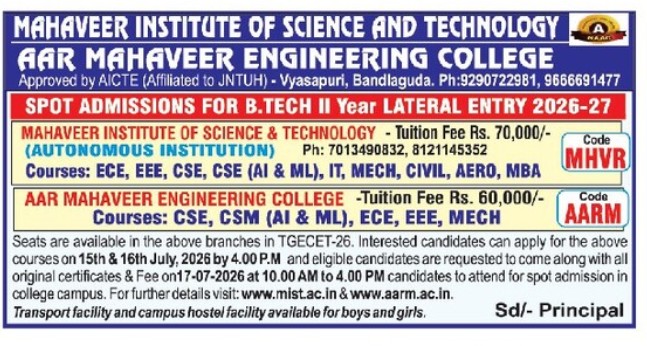 MAHAVEER INSTITUTE OF SCIENCE AND TECHNOLOGY