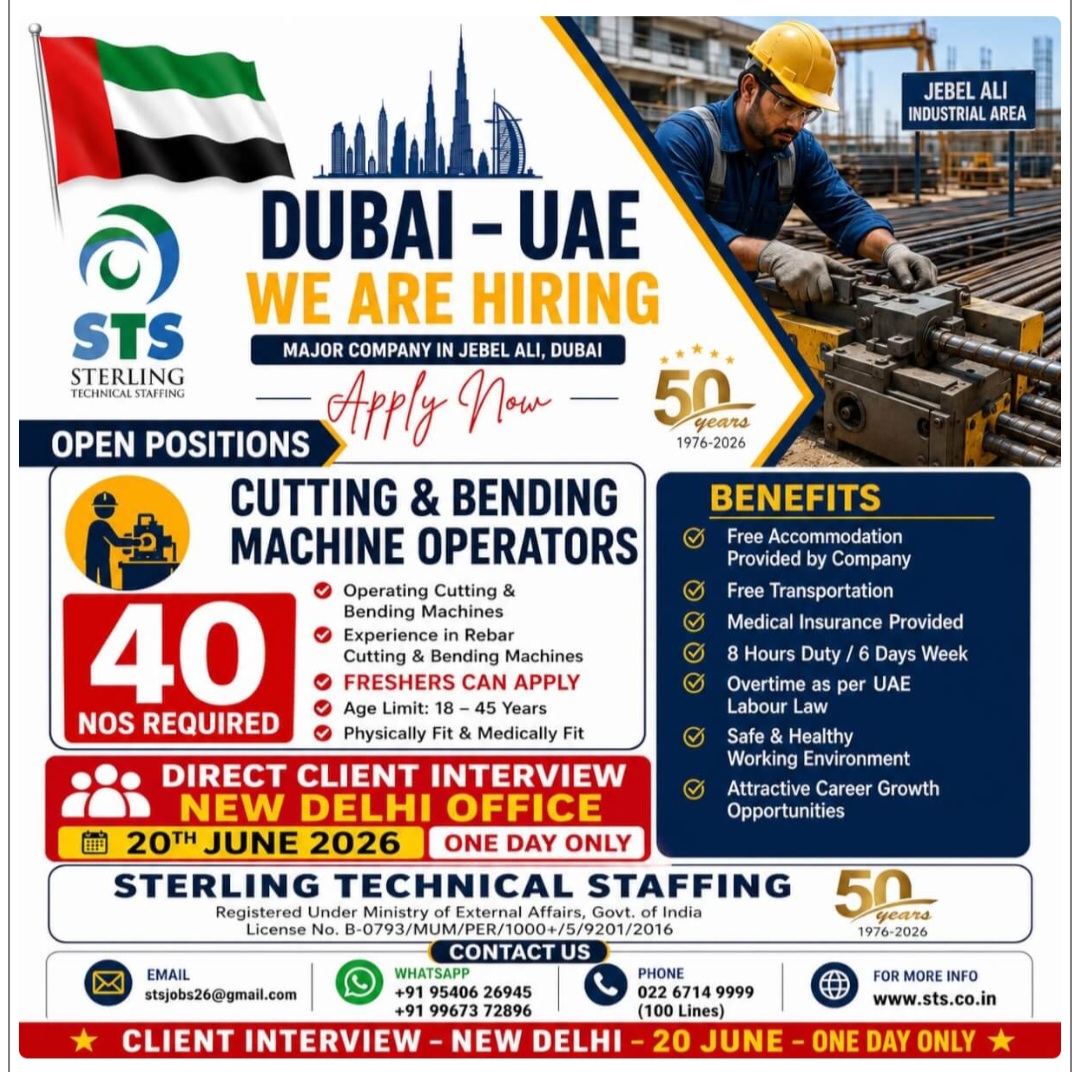 MAJOR COMPANY IN JEBEL ALI DUBAI is hiring