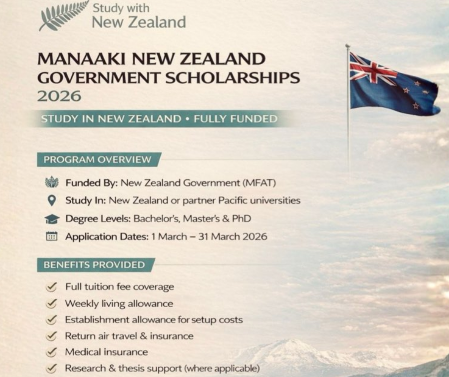 Manaaki New Zealand Government Scholarships 2026 | Fully Funded