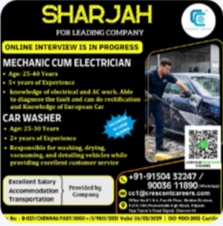 MECHANIC CUM ELECTRICIAN / CAR WASHER