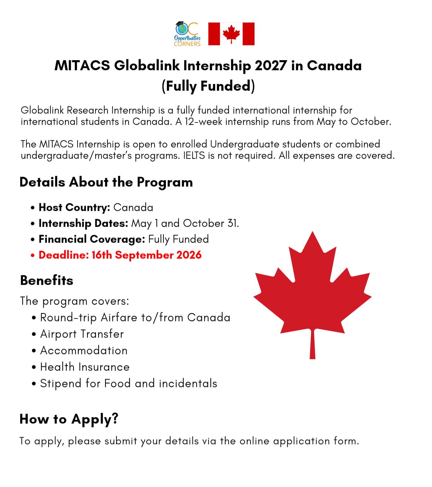 MITACS Globalink Internship 2027 in Canada (Fully Funded)