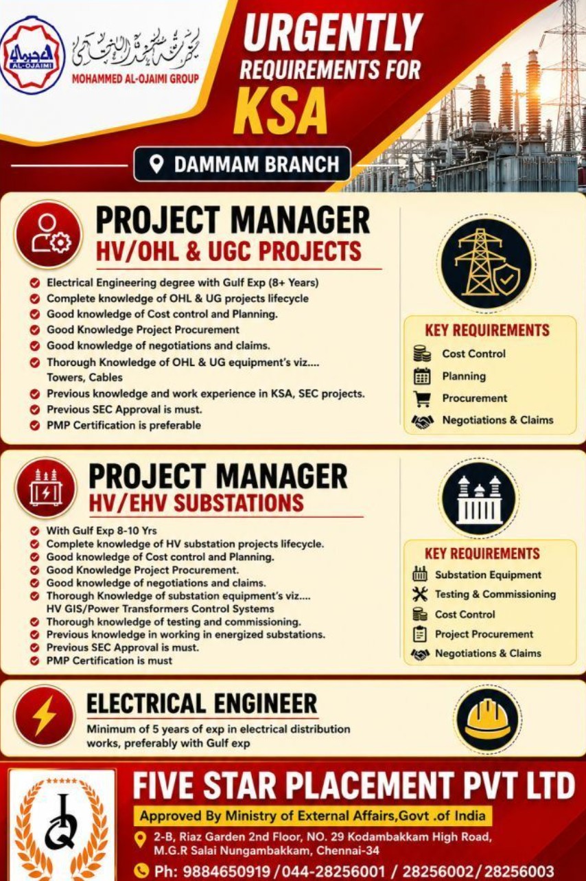 MOHAMMED AL OJAIMI GROUP IS HIRING FOR KSA