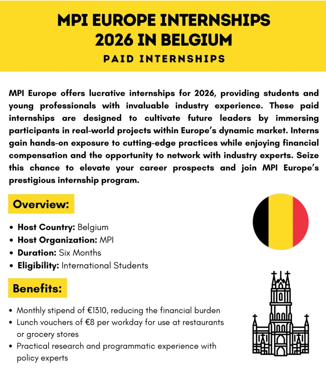 MPI EUROPE INTERNSHIPS 2026 IN BELGIUM