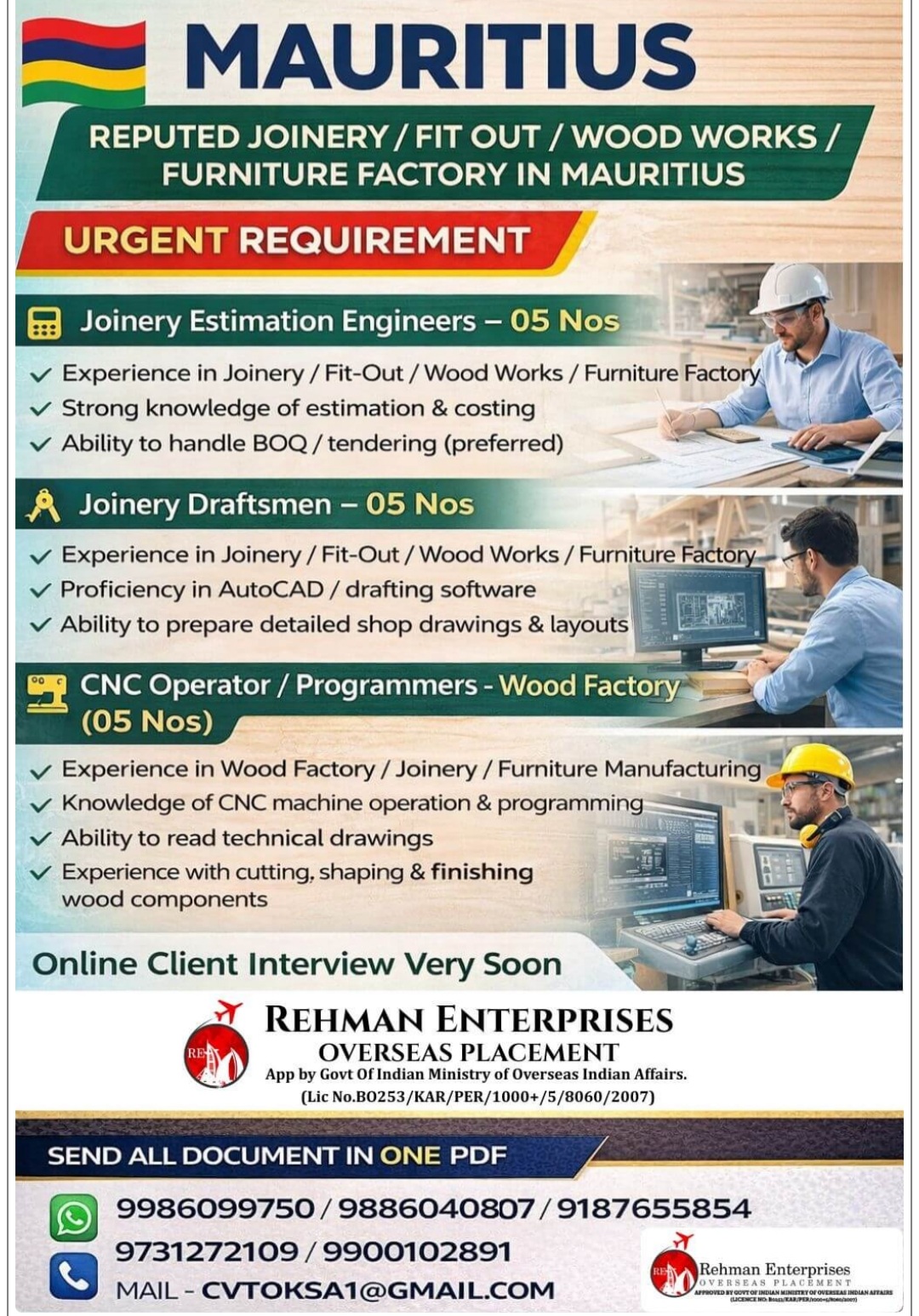 MULTIPLE HIRING FOR MAURITIUS