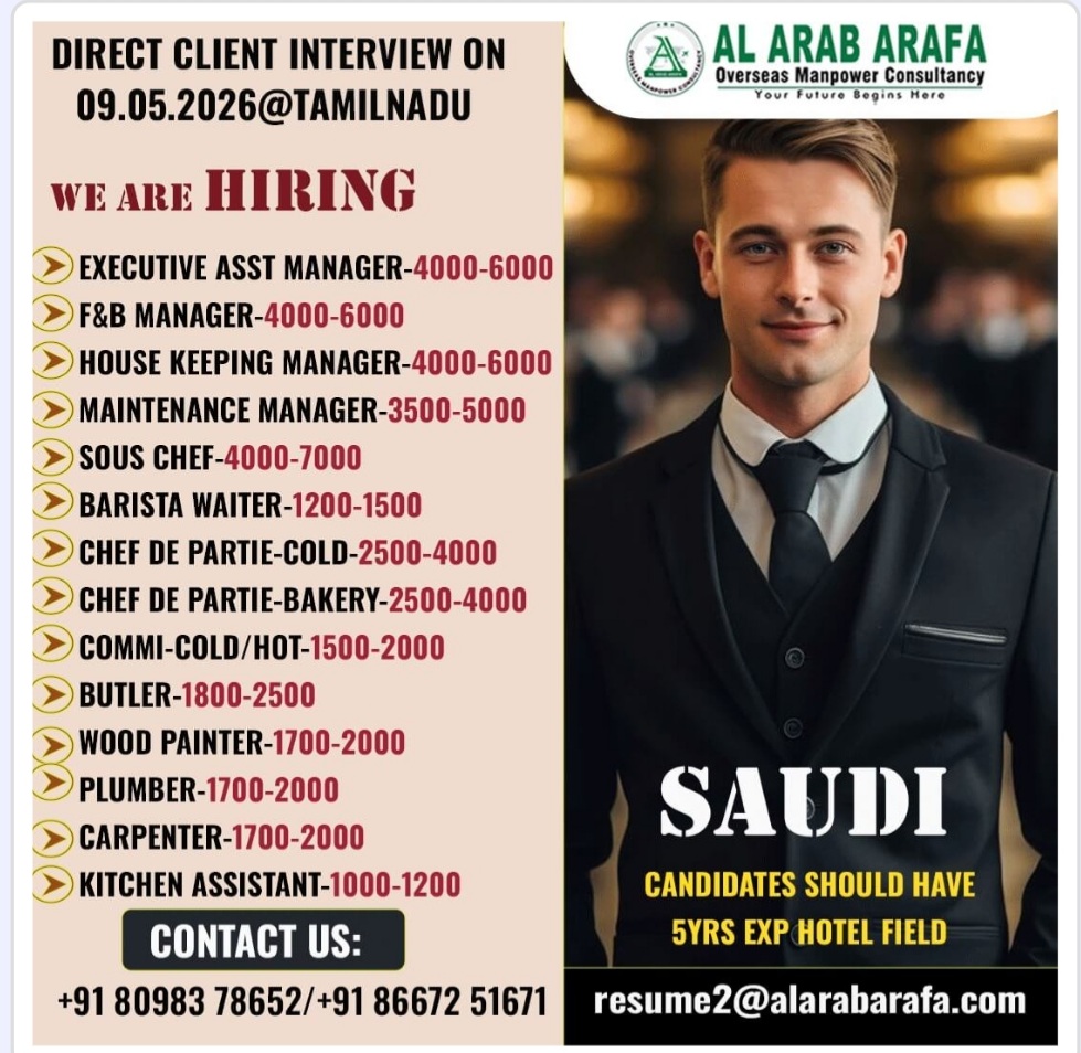 MULTIPLE JOB POSITION HIRINGS AT SAUDI ARABIA
