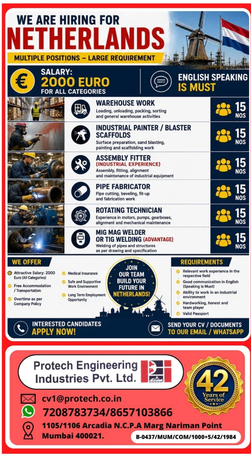 MULTIPLE JOB POSITION HIRINGS FOR NETHERLANDS