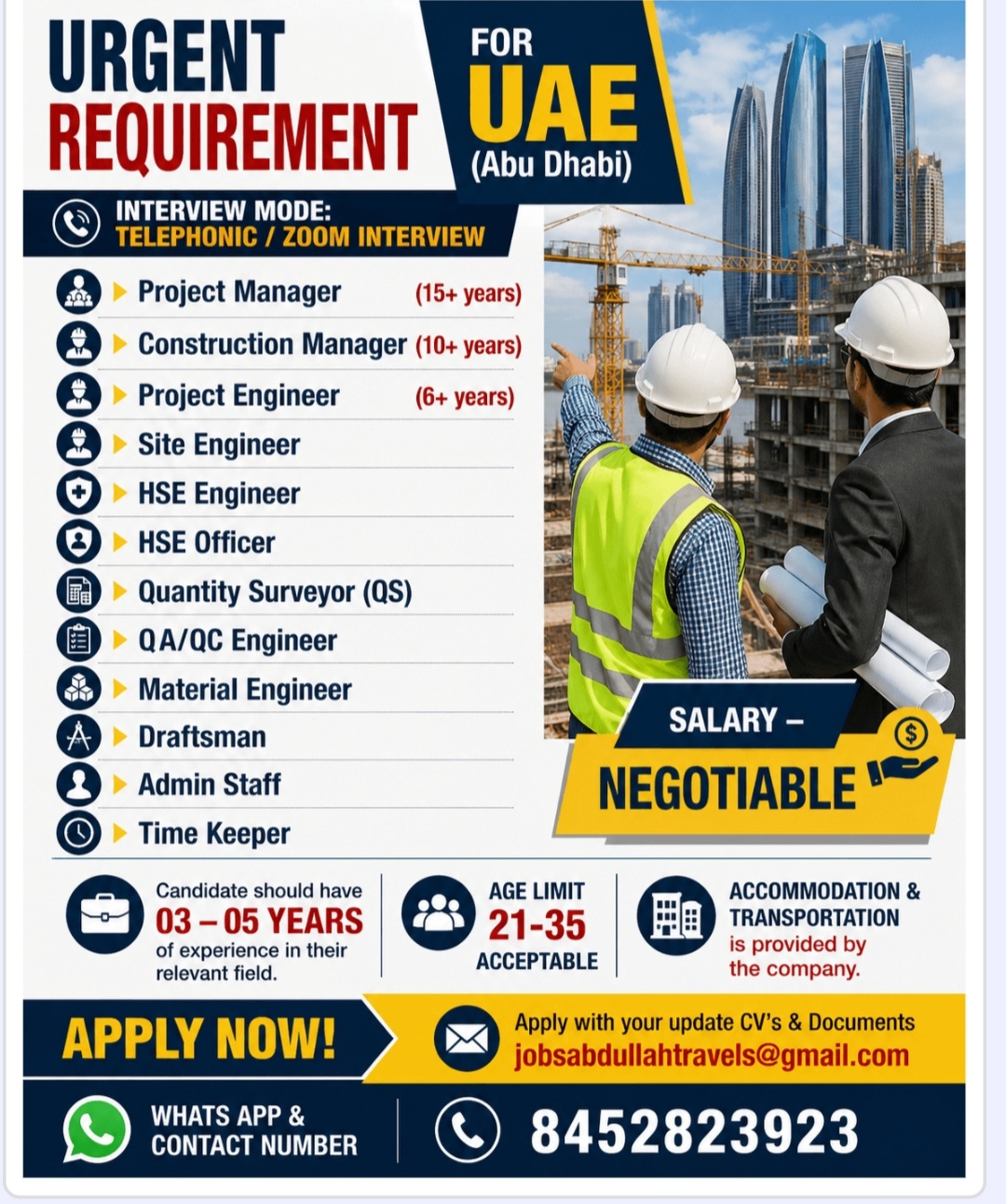MULTIPLE JOB POSITION HIRINGS FOR UAE