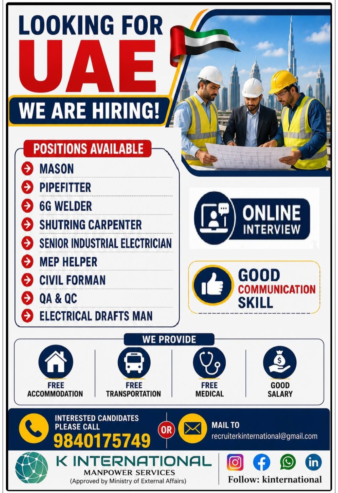 MULTIPLE JOB POSITIONS AVAILABLE FOR UAE