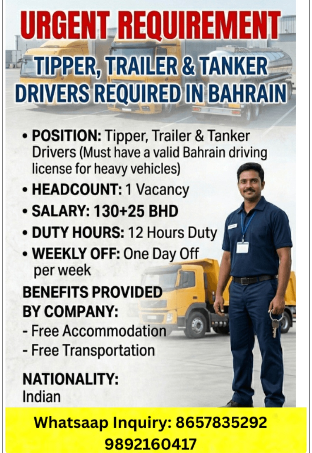 MULTIPLE JOB VACANCIES FOR BAHRAIN