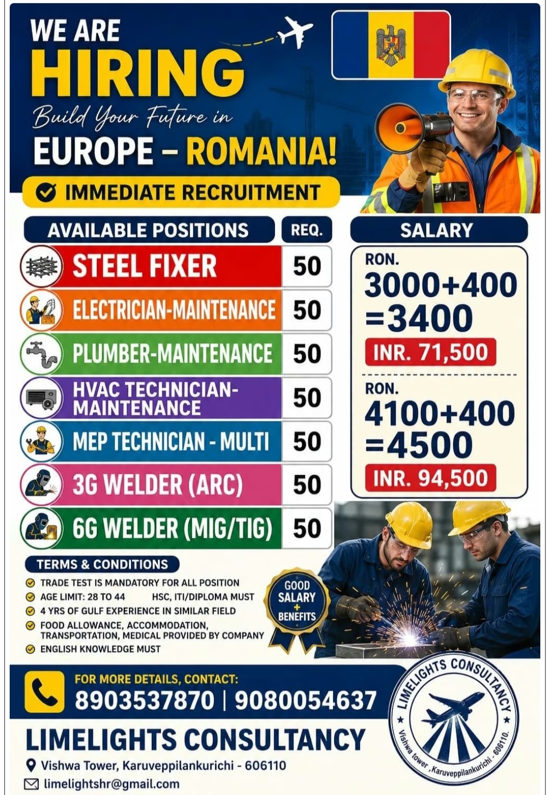 MULTIPLE JOB VACANCIES FOR ROMANIA