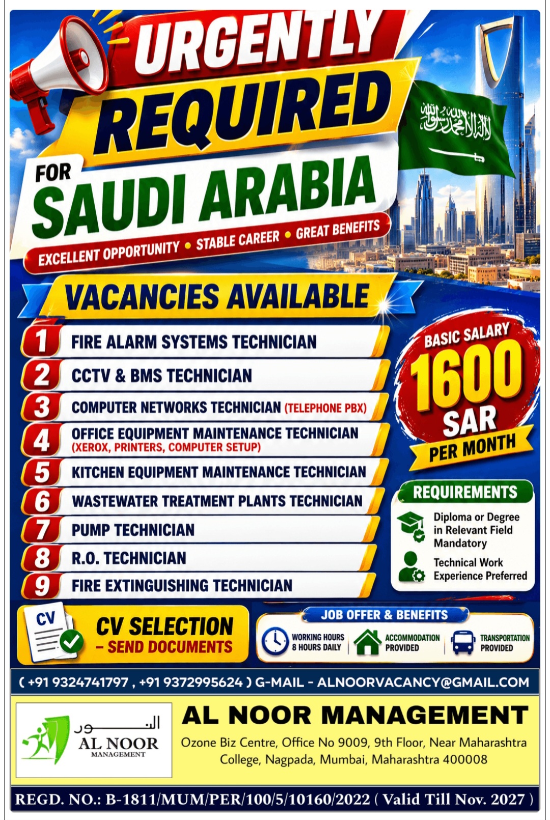 MULTIPLE JOB VACANCIES FOR SAUDI ARABIA