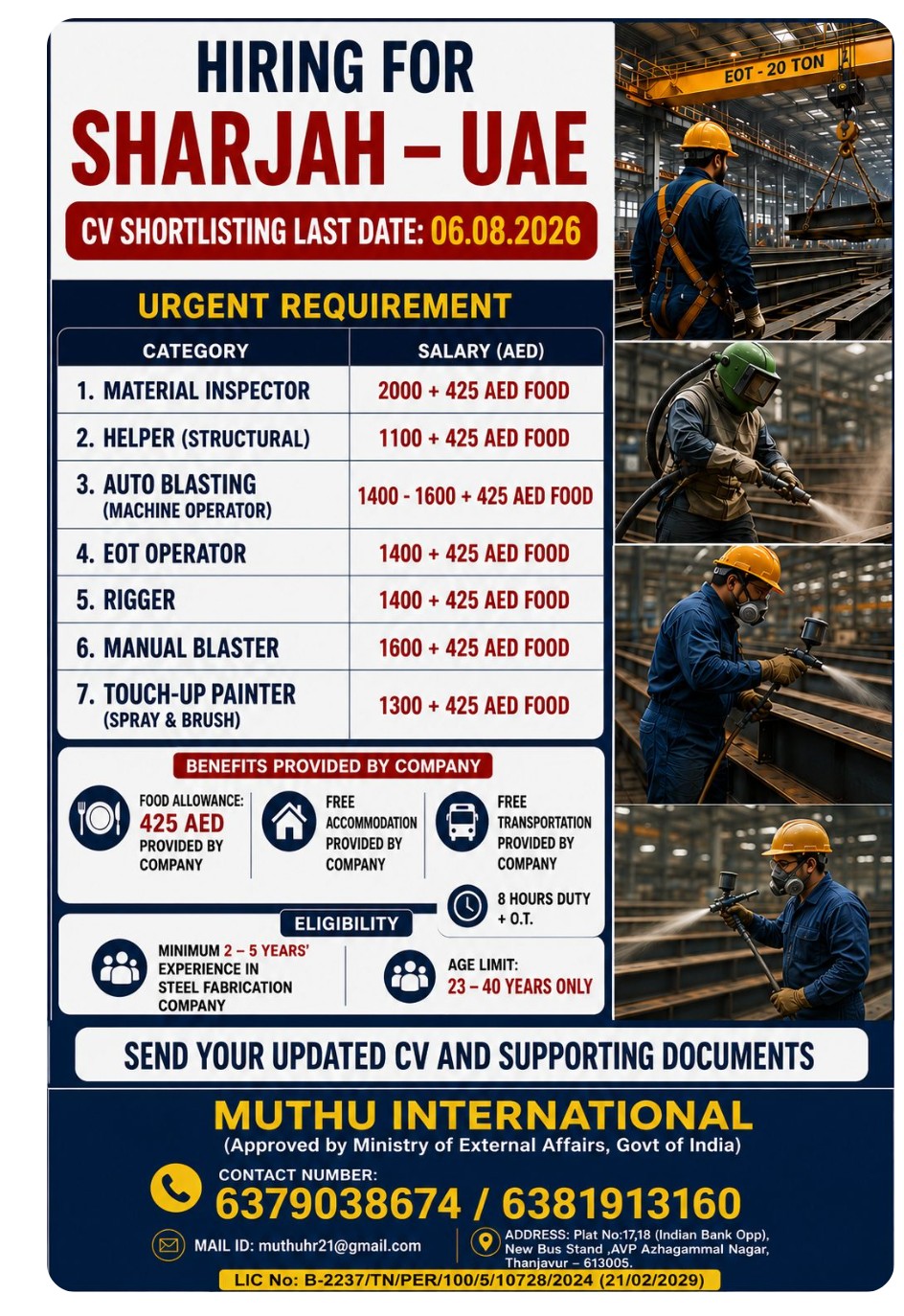 MULTIPLE JOB VACANCIES FOR SHARJAH