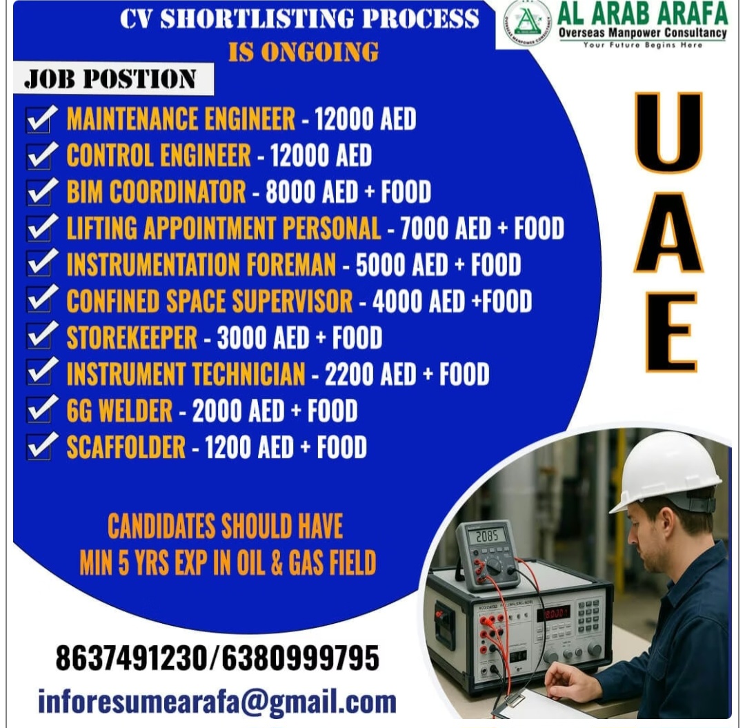 MULTIPLE JOB VACANCIES FOR UAE