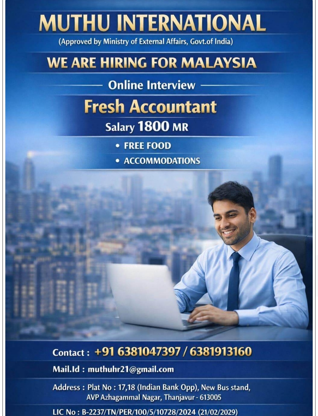 MUTHU INTERNATIONAL IS HIRING FOR MALAYSIA