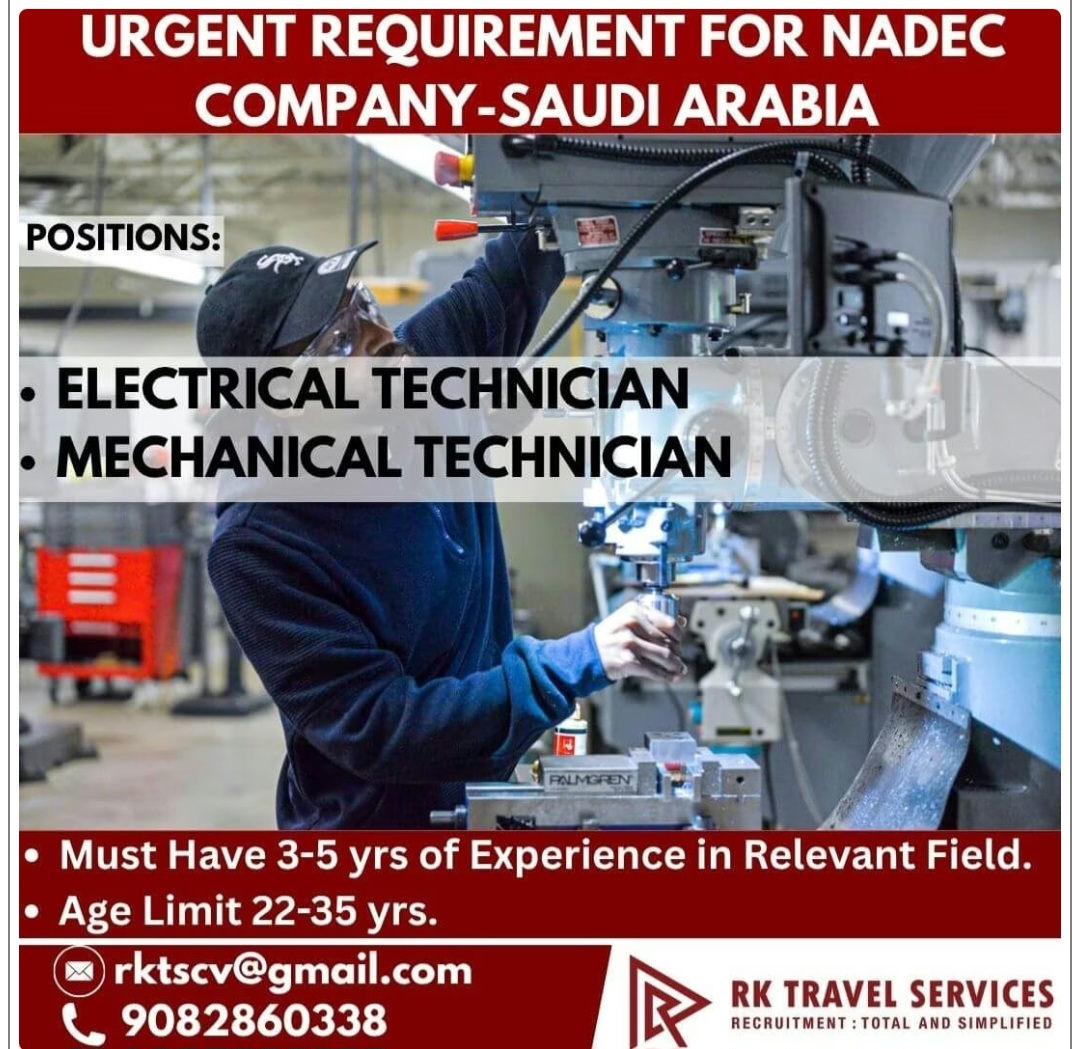 NADEC COMPANY IS HIRING FOR SAUDI ARABIA