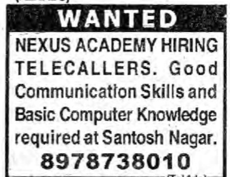 Nexus Academy Hiring Tellecallers