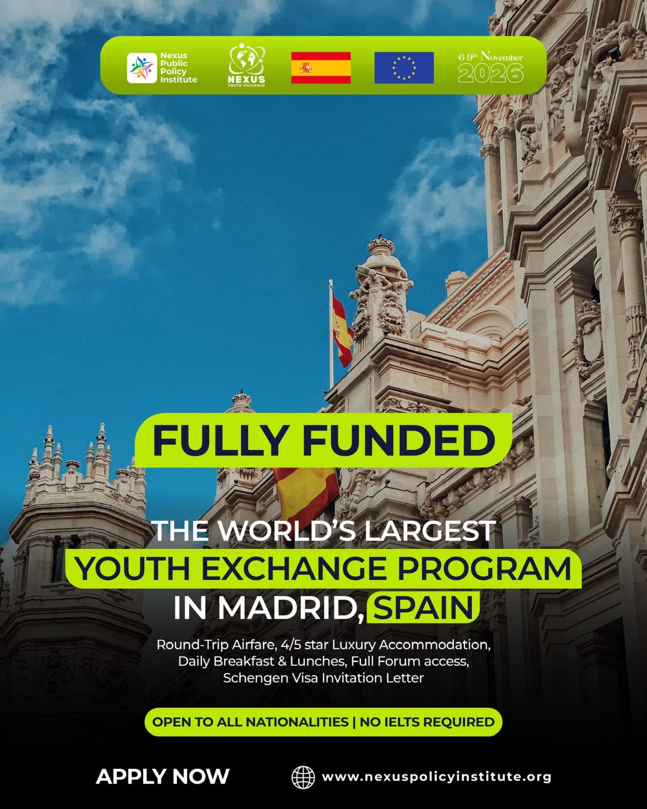 Nexus Youth Exchange 2026 in Madrid, Spain (Fully Funded)