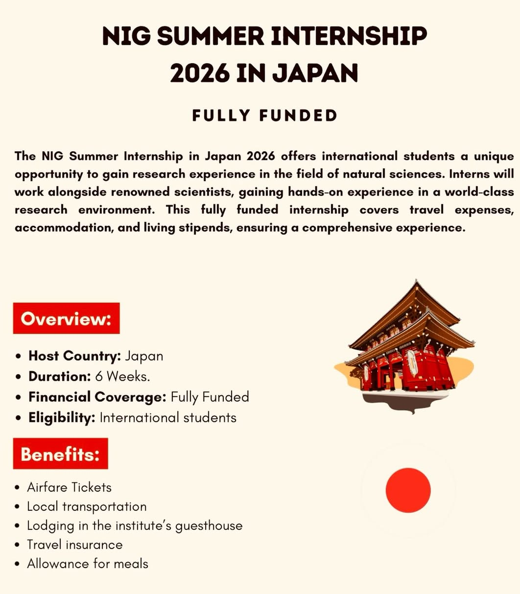 NIG SUMMER INTERNSHIP 2026 IN JAPAN