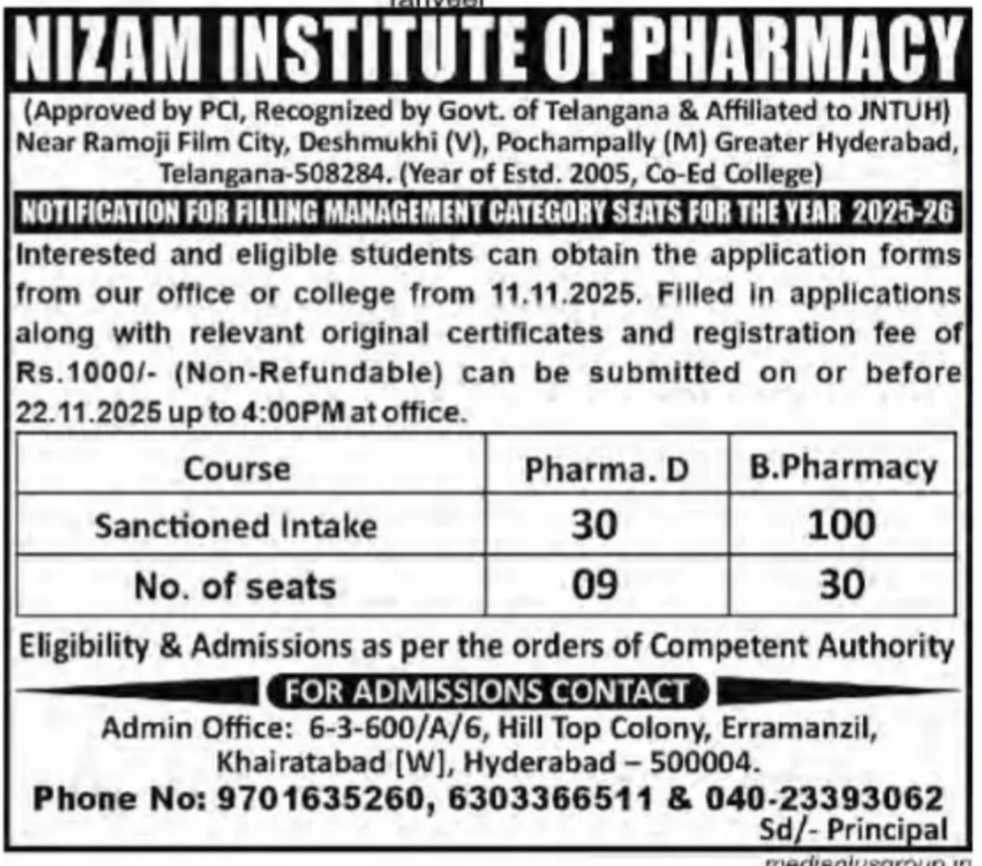 NIZAM INSTITUTE OF PHARMACY