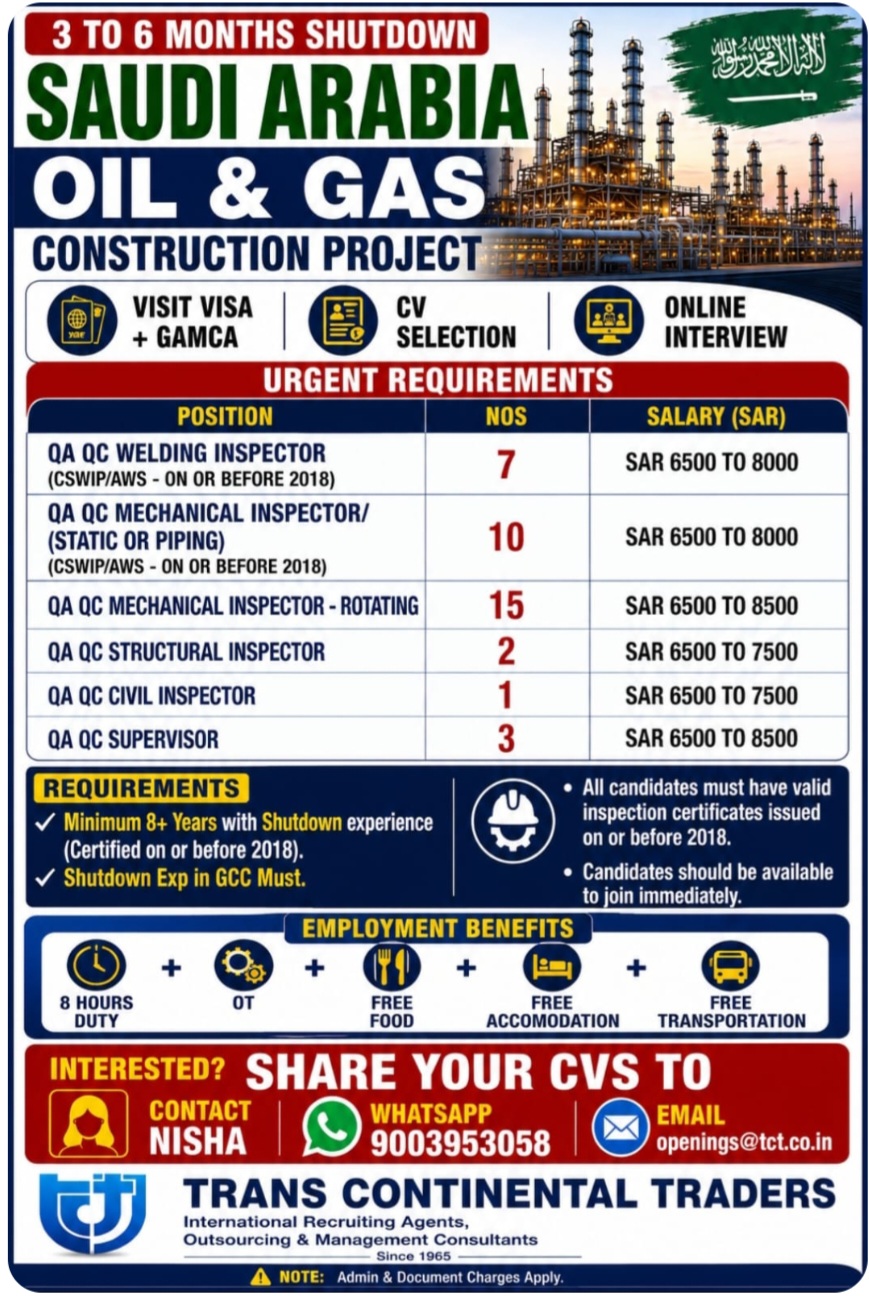 OIL AND GAS CONSTRUCTION PROJECT HIRING