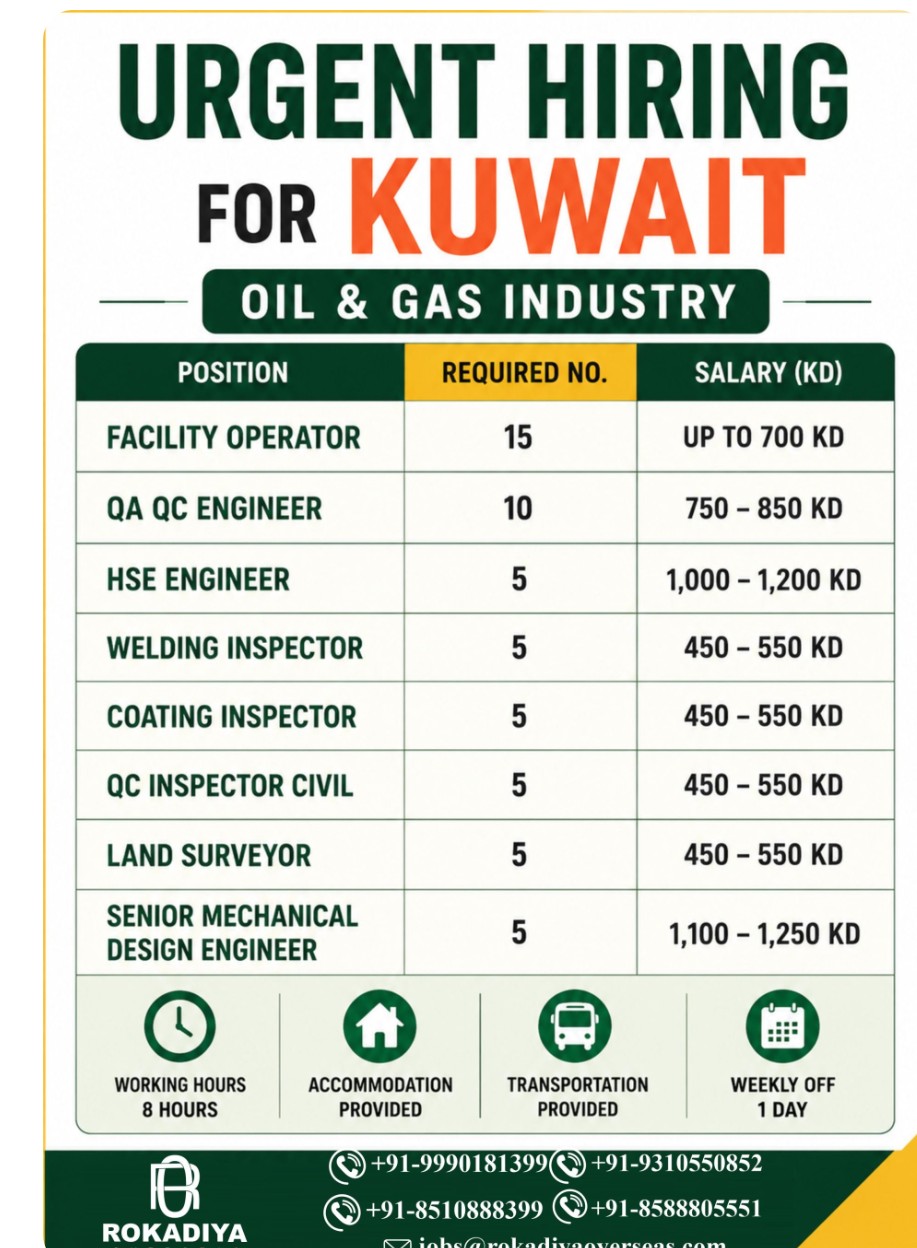 OIL AND GAS INDUSTRY Hiring FOR KIWAIT