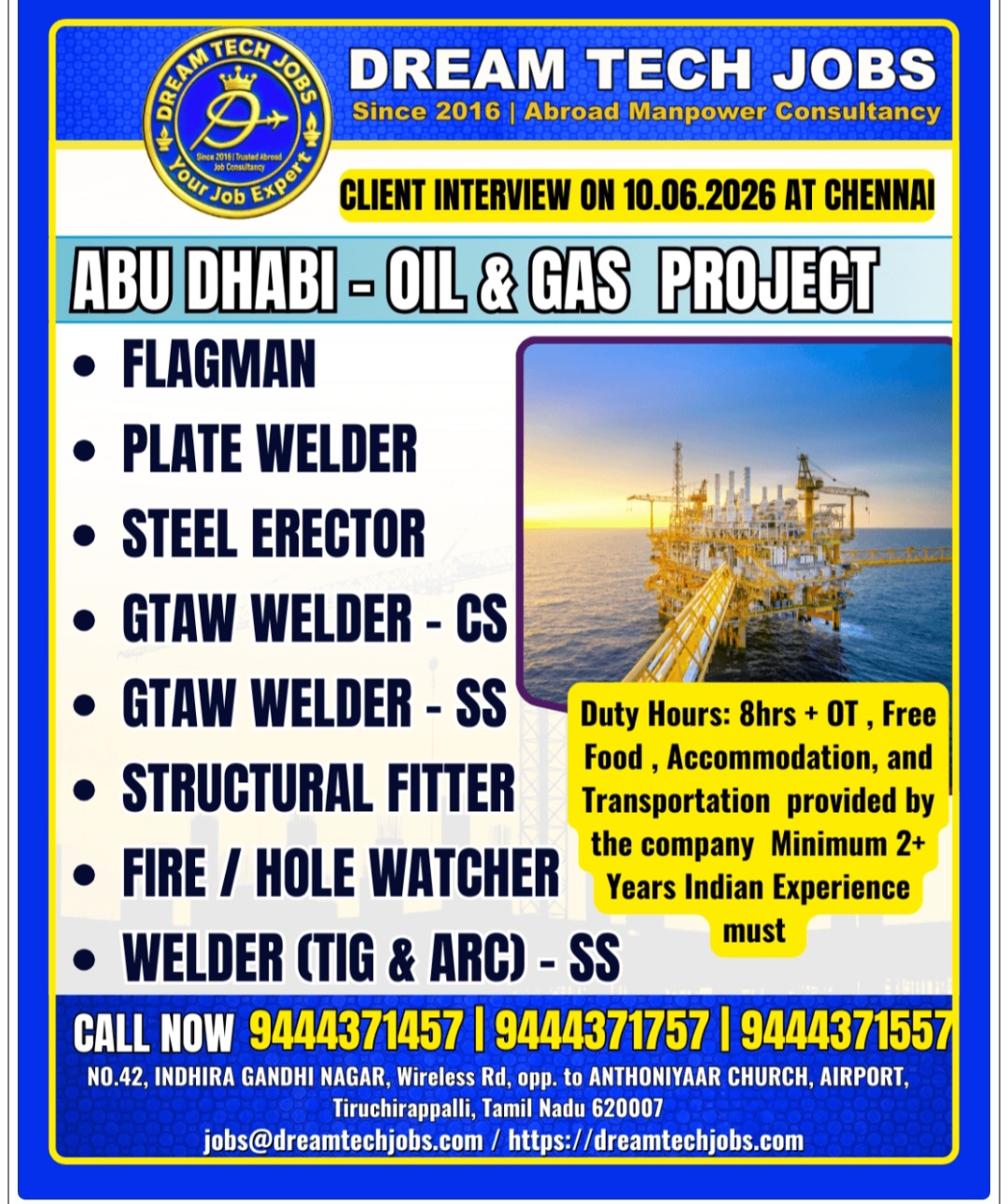 OIL AND GAS PROJECT HIRING FOR ABUDHABI