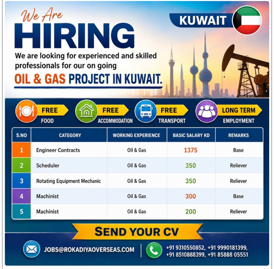 OIL AND GAS PROJECT HIRING FOR KUWAIT