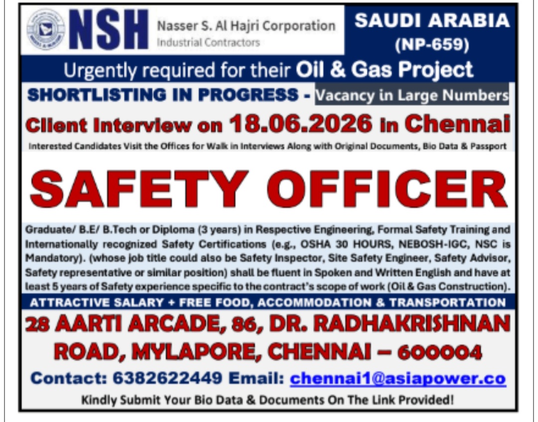 OIL AND GAS PROJECT HIRING FOR SAUDI ARABIA