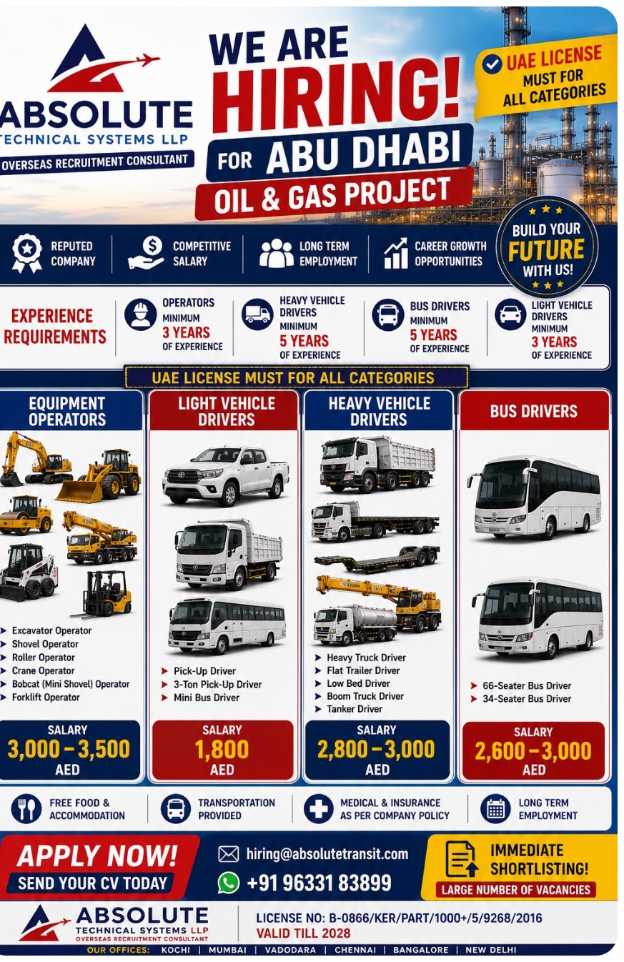 OIL AND GAS PROJECT RECRUITMENT FOR ABU DHABI