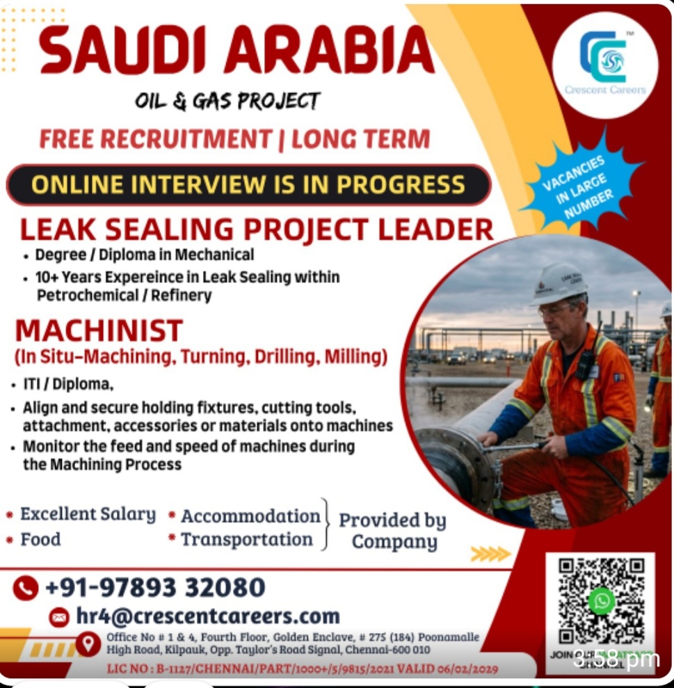 OIL AND GAS PROJECT RECRUITMENT FOR SAUDI ARABIA