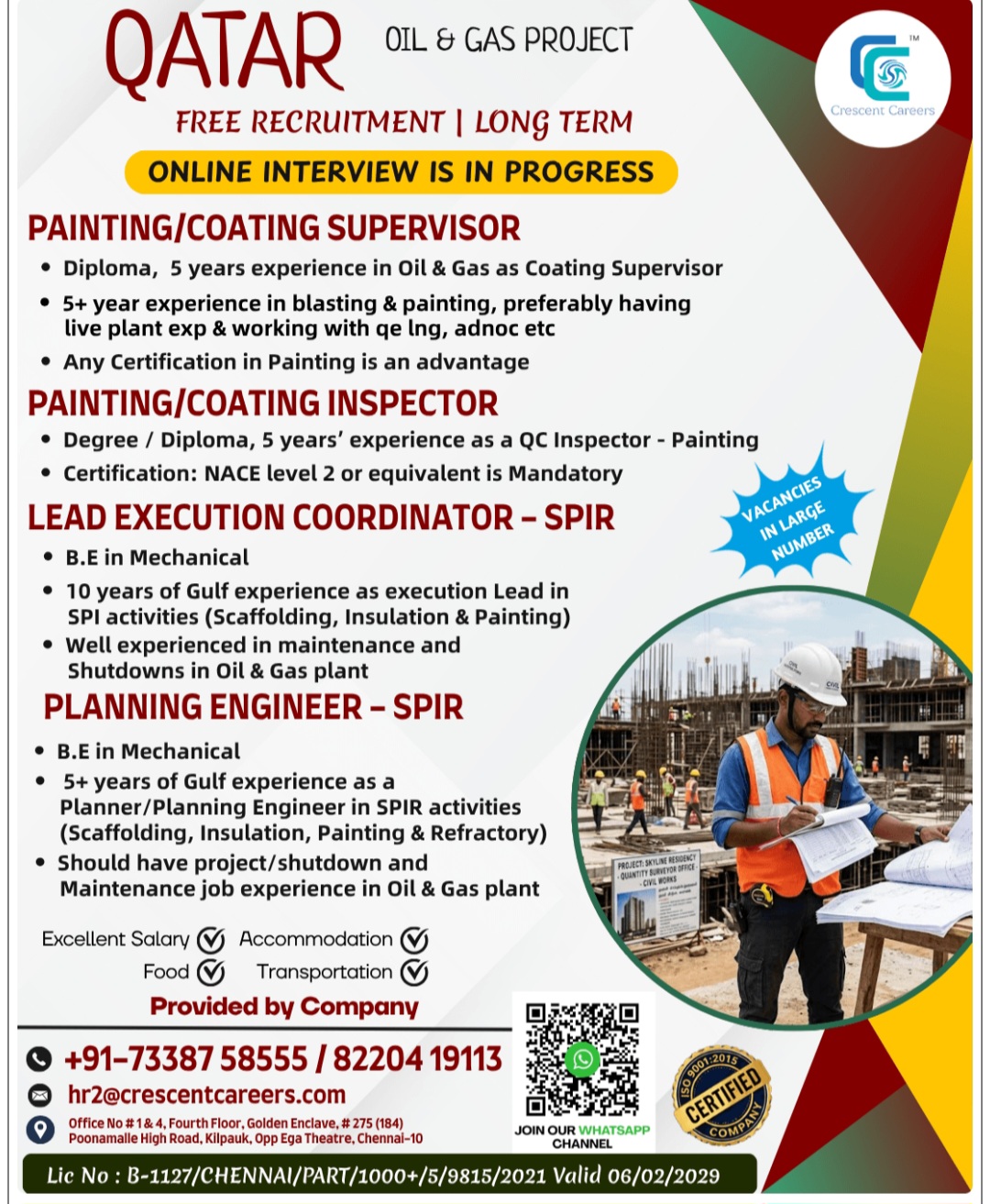 OIL & GAS PROJECT RECRUITMENT FOR QATAR