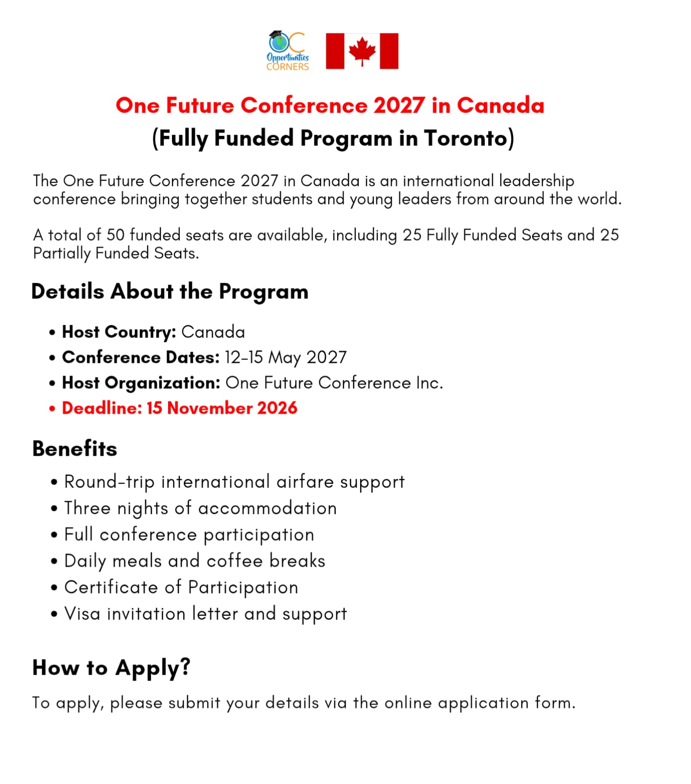 One Future Conference 2027 in Canada (Fully Funded)
